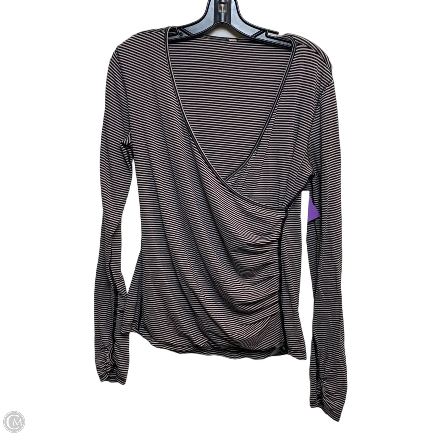 Athletic Top Long Sleeve Crewneck By Lululemon In Black & Cream, Size: M
