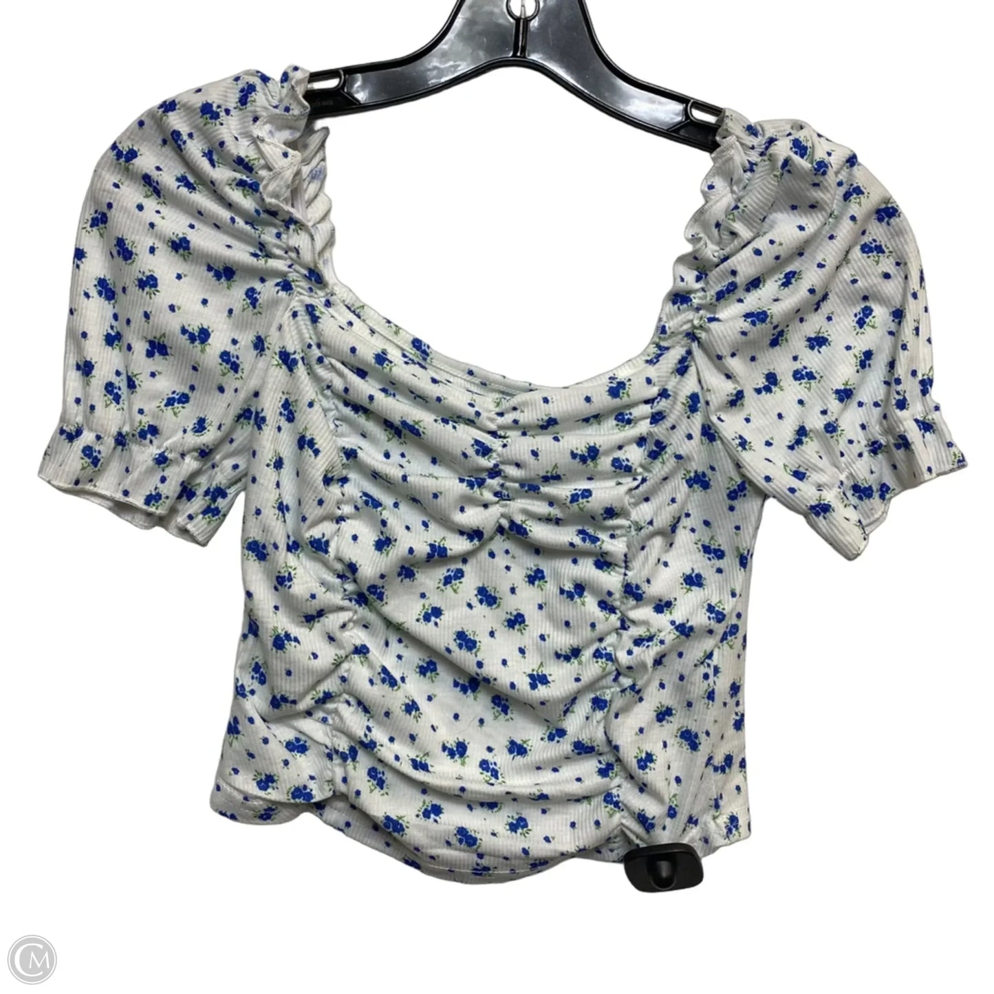 Top Short Sleeve By Shein In Blue & White, Size: S