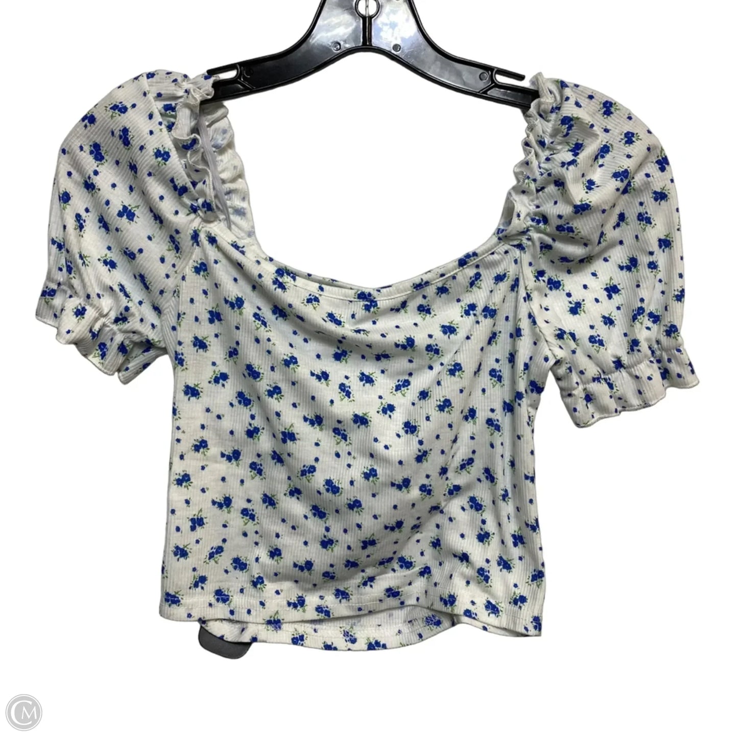 Top Short Sleeve By Shein In Blue & White, Size: S