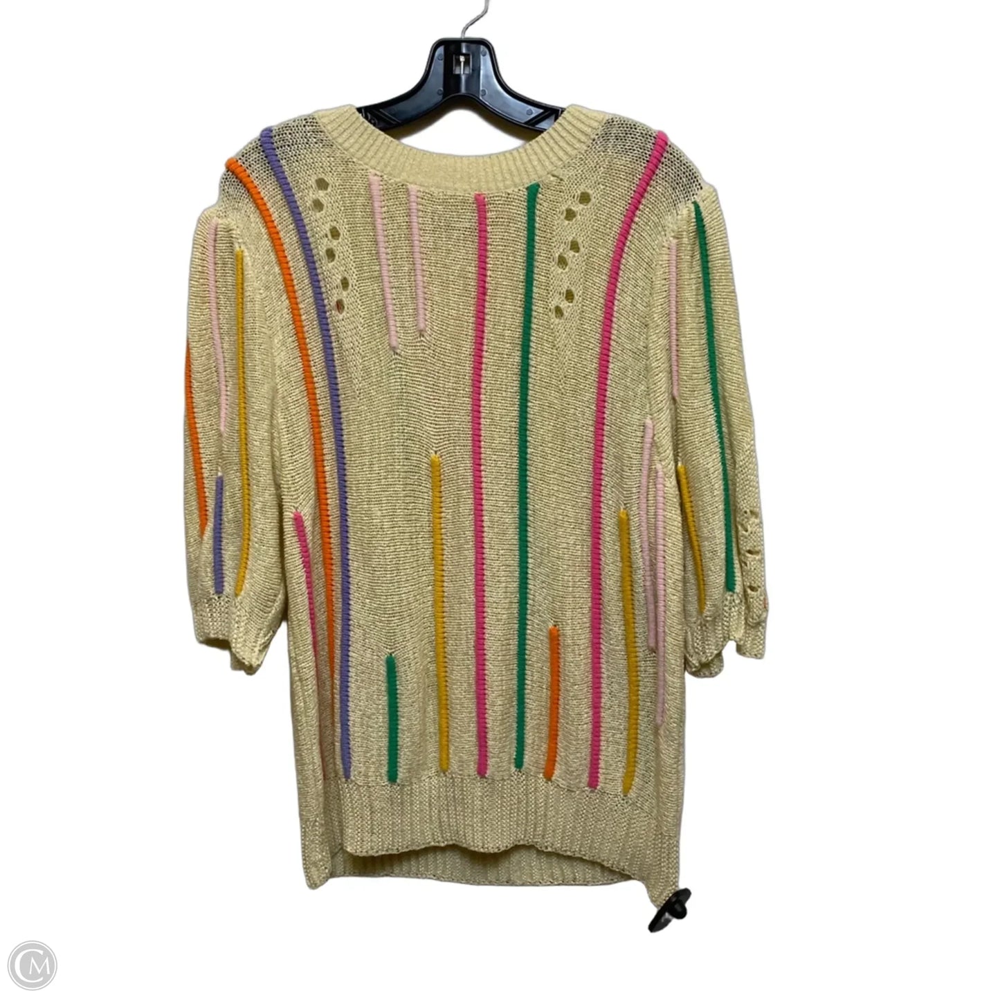 Top Short Sleeve By See And Be Seen In Cream & Pink, Size: L