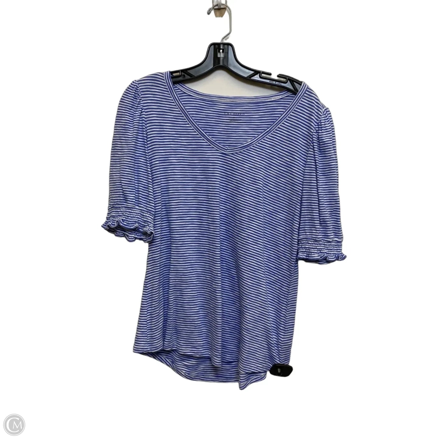 Top Short Sleeve By Talbots In Blue & White, Size: M