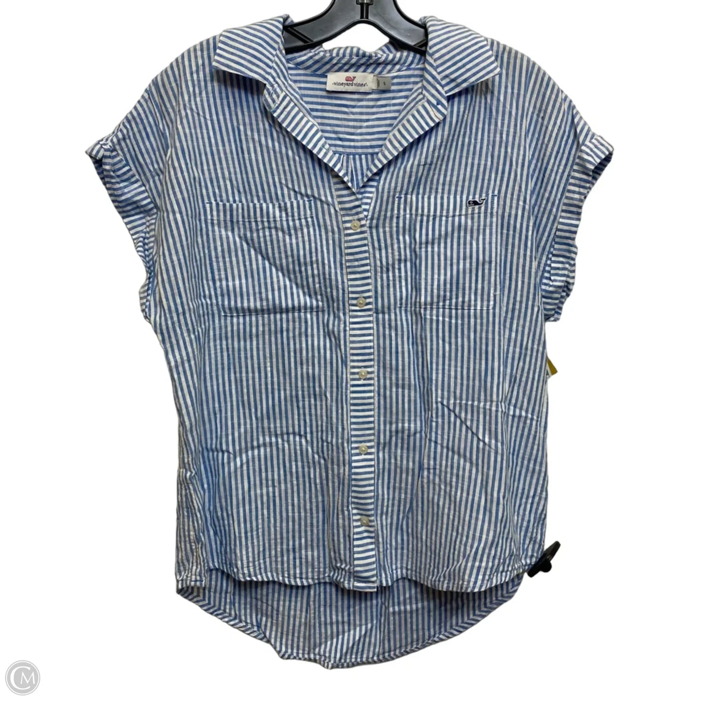 Top Short Sleeve Designer By Vineyard Vines In Blue & White, Size: S