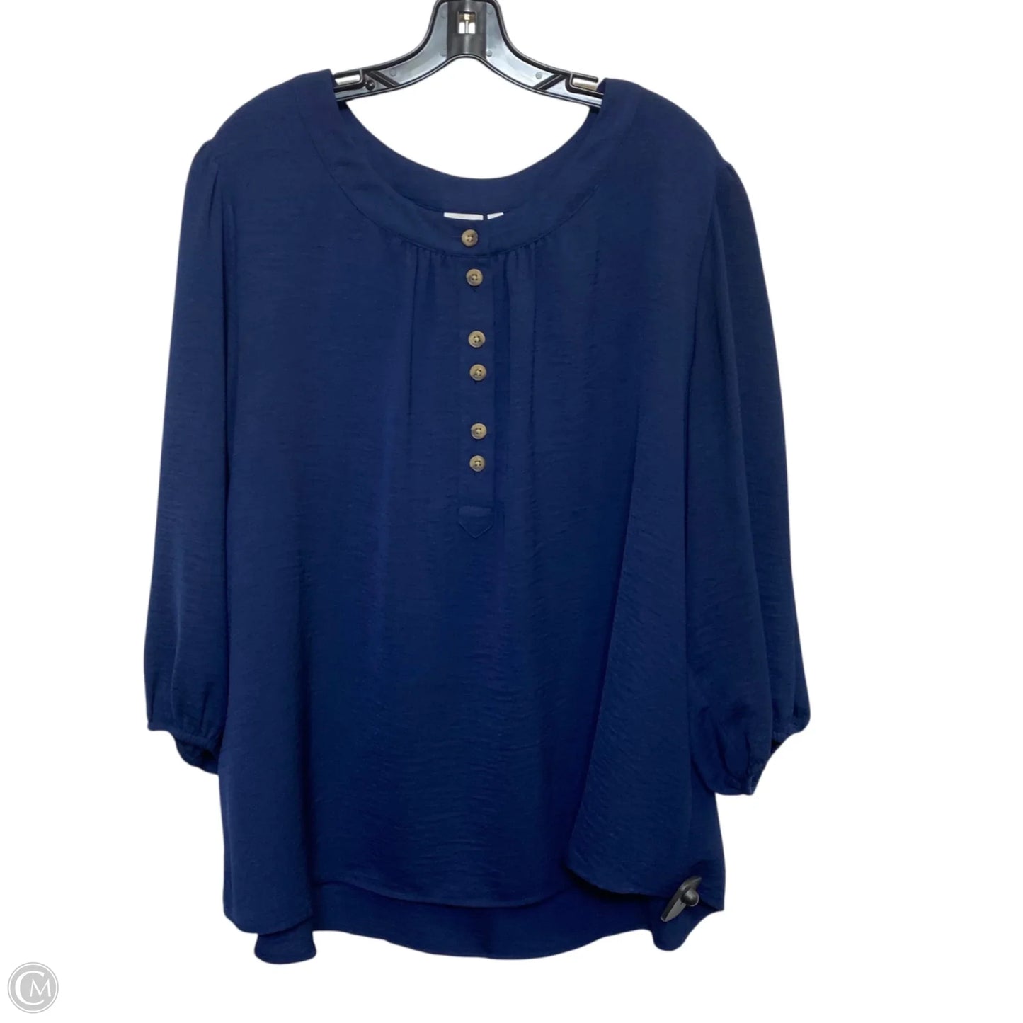Top 3/4 Sleeve By New Directions In Navy, Size: 2x