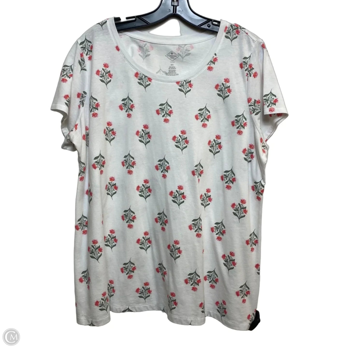Top Short Sleeve By St Johns Bay In Pink & White, Size: Xl