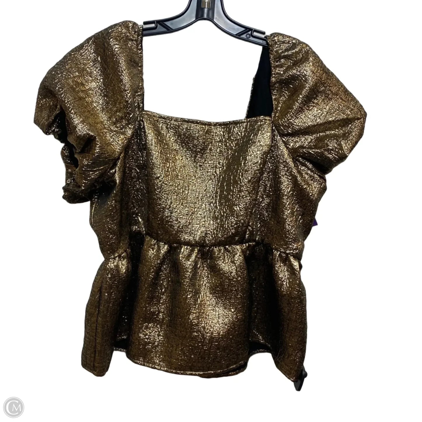 Top Short Sleeve By Lc Lauren Conrad In Gold, Size: 1x
