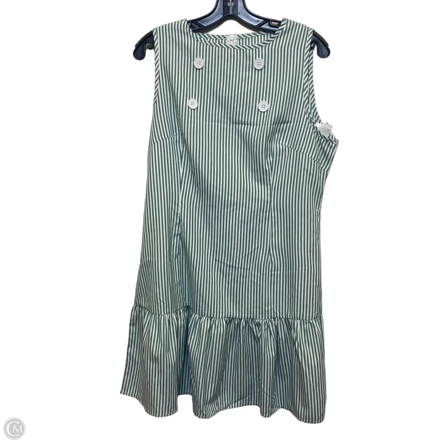 Dress Casual Short By Shein In Green & White, Size: Xl