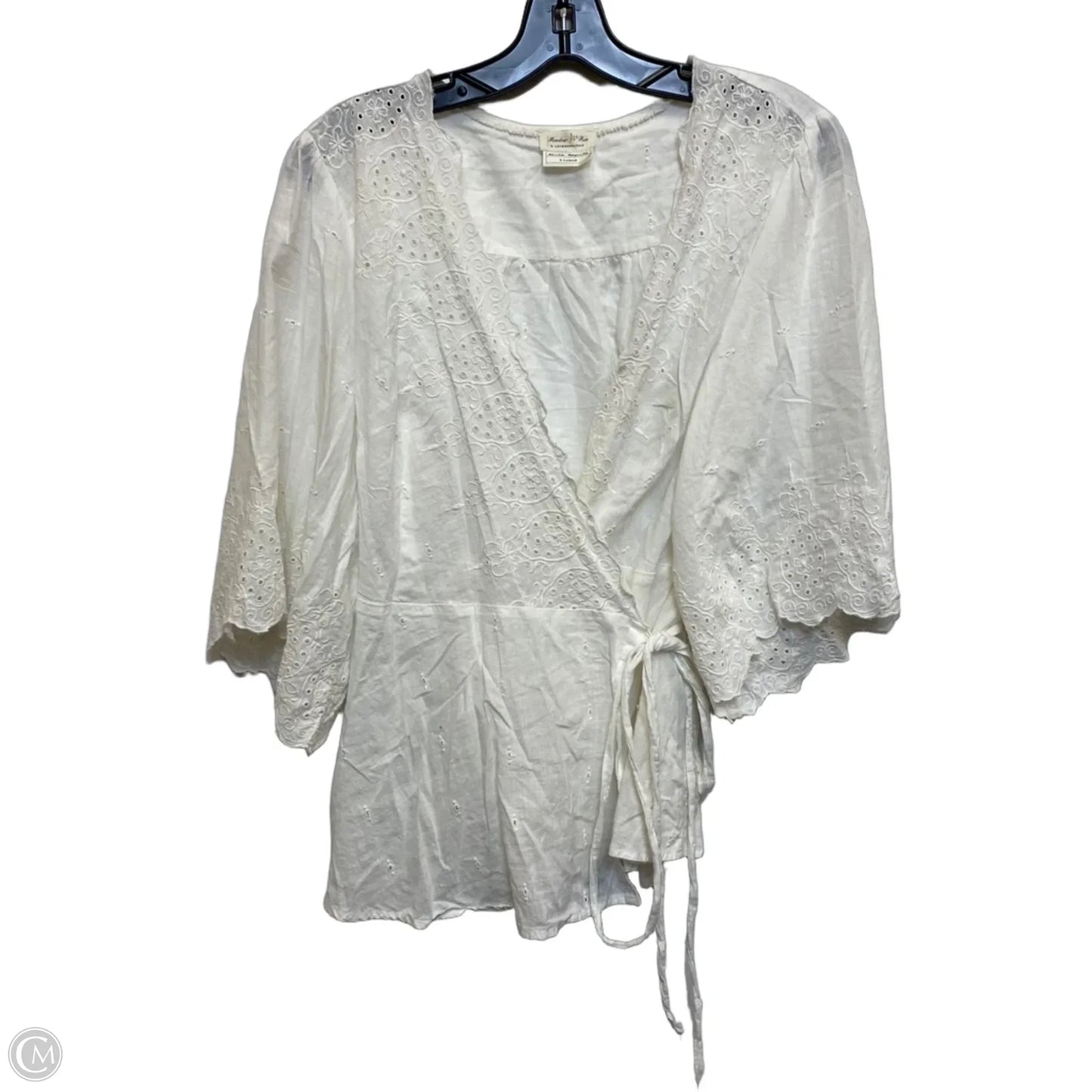 Blouse Short Sleeve By Meadow Rue In Cream, Size: Xl