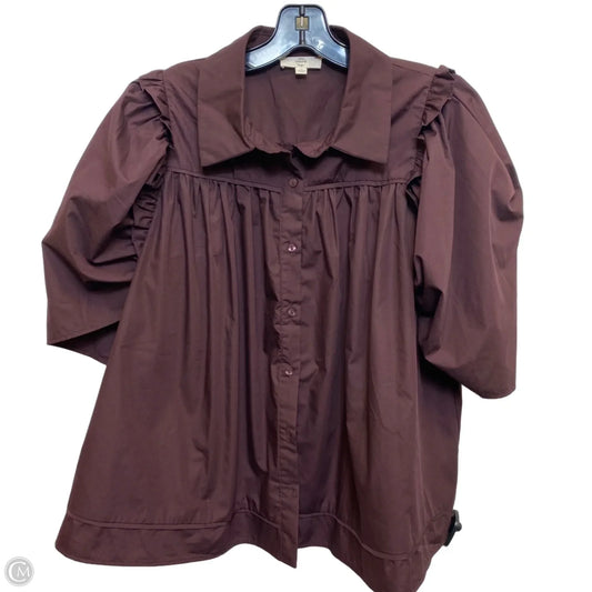 Top Short Sleeve By Entro In Brown, Size: L