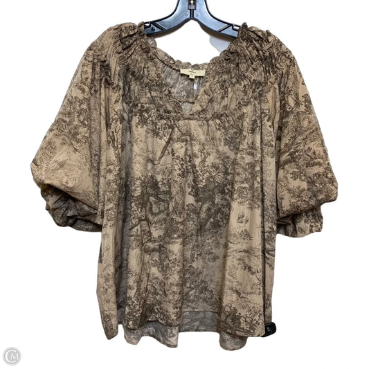 Top Short Sleeve By Entro In Brown, Size: L