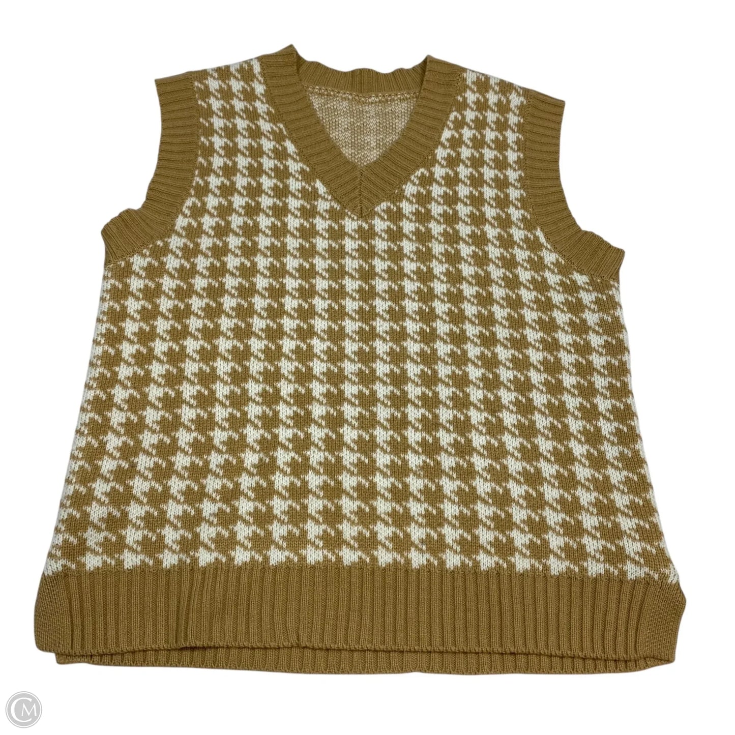 Vest Sweater By Clothes Mentor In Brown & White, Size: M