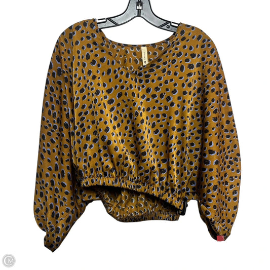 Blouse Long Sleeve By Tyche In Brown, Size: M