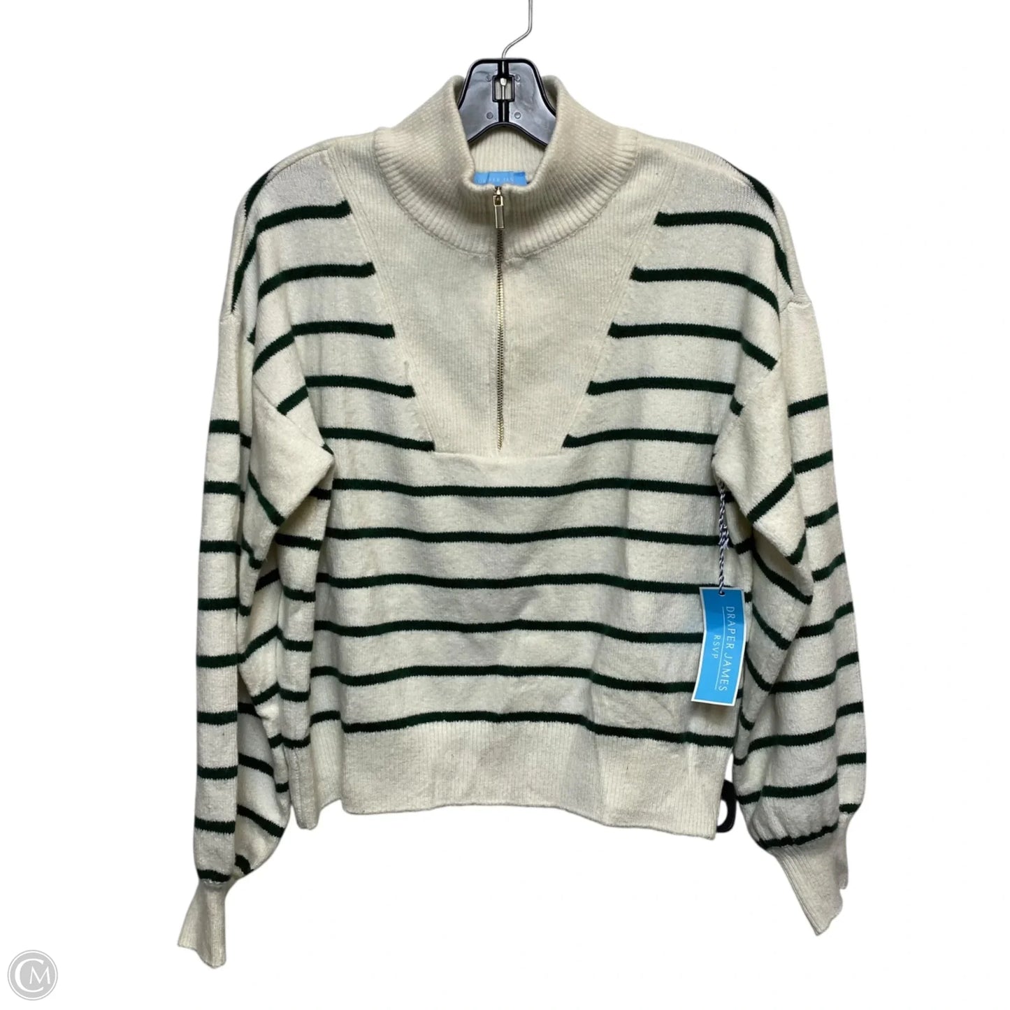 Sweater By Draper James In Cream & Green, Size: M