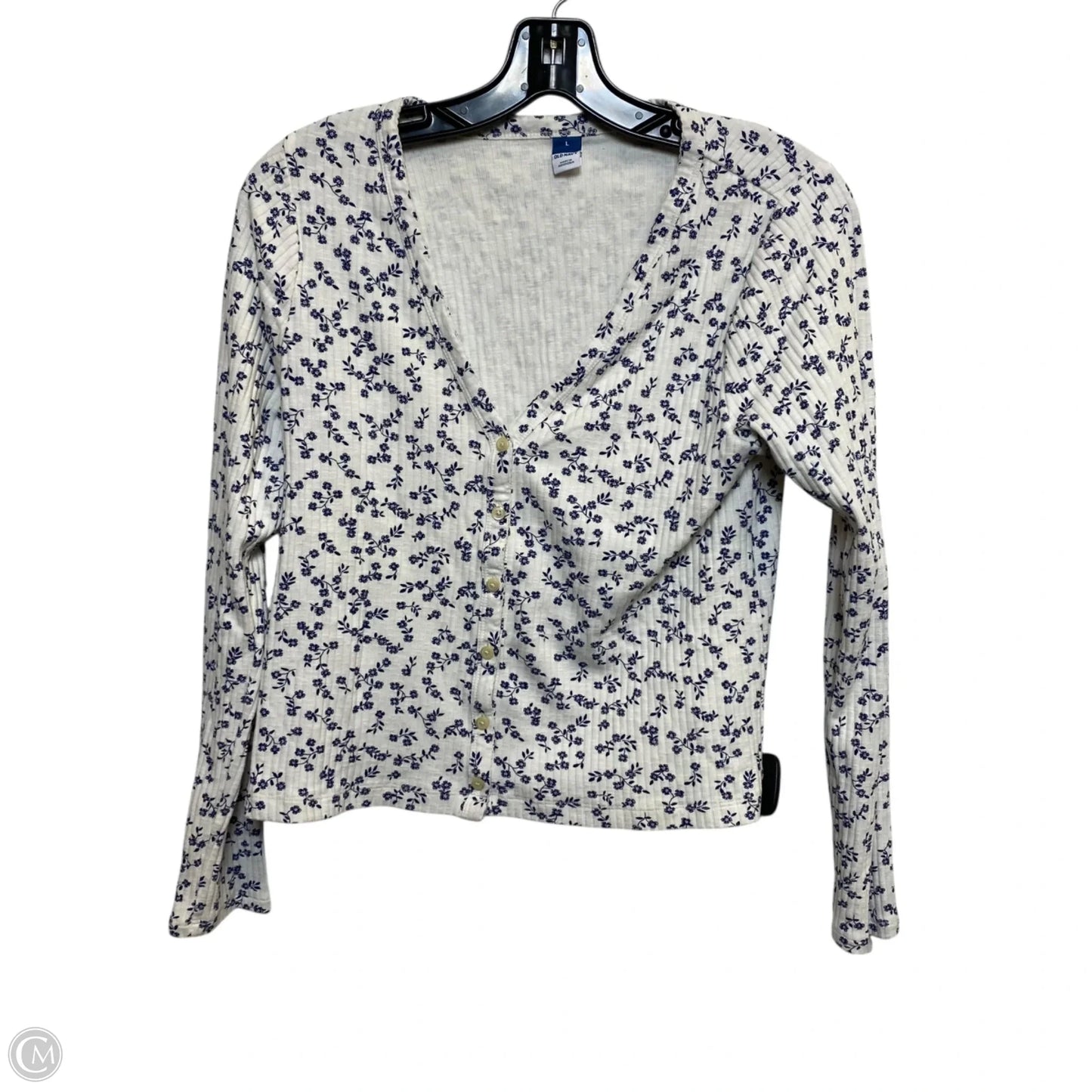 Top Long Sleeve By Old Navy In Blue & White, Size: L