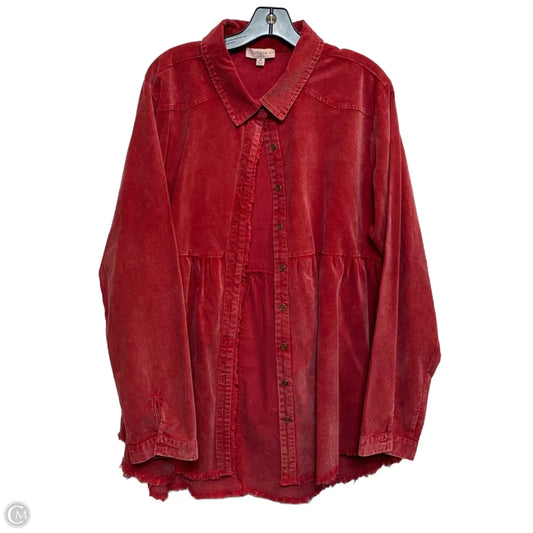 Tunic Long Sleeve By Umgee In Red, Size: 1x