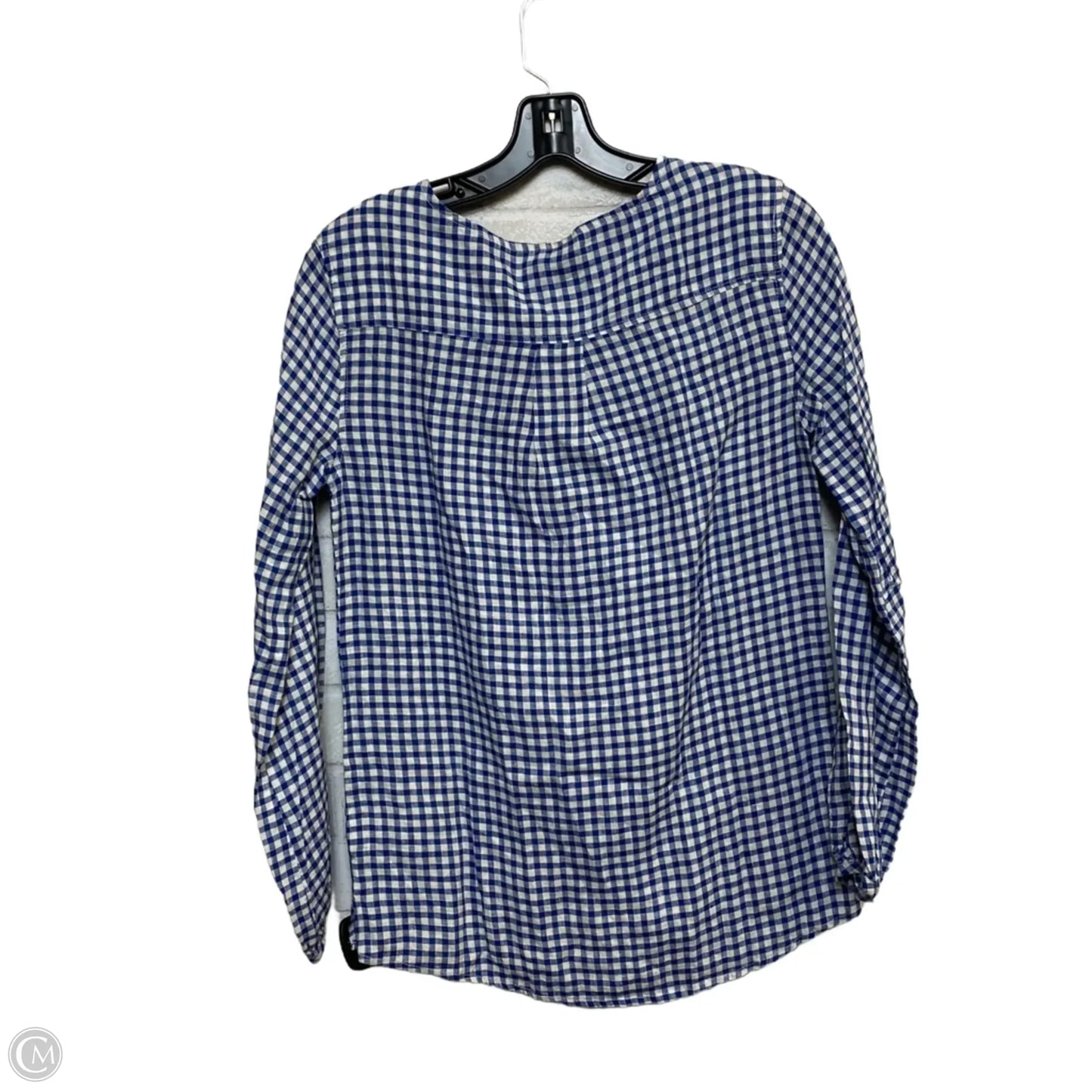 Top Long Sleeve By Richards In Blue & White, Size: S