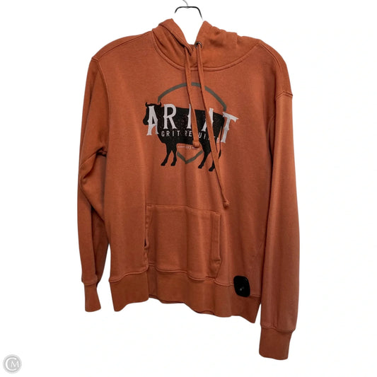 Sweatshirt Hoodie By Ariat In Orange, Size: S