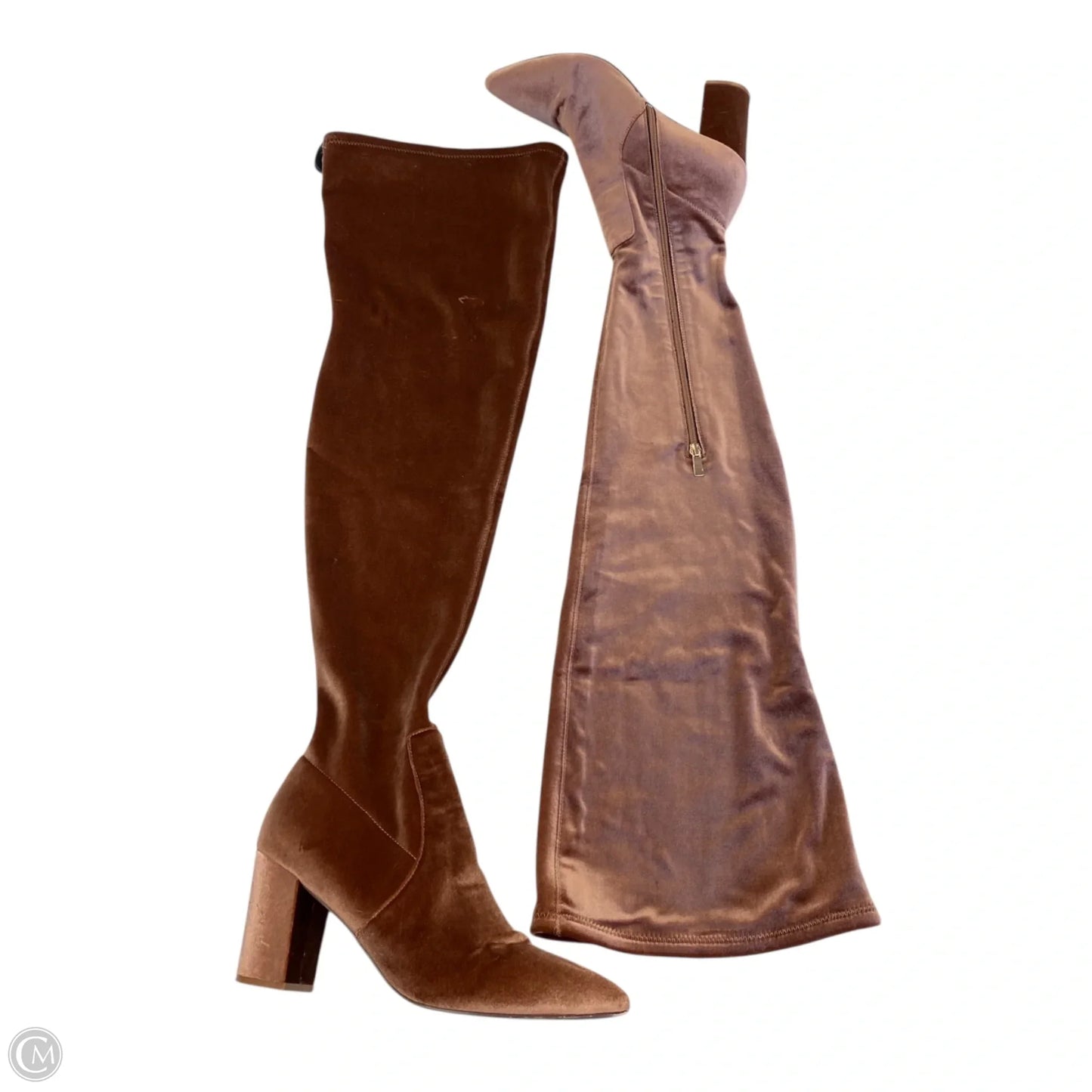 Boots Over-the-knee Heels By Smash Shoes In Bronze, Size: 10