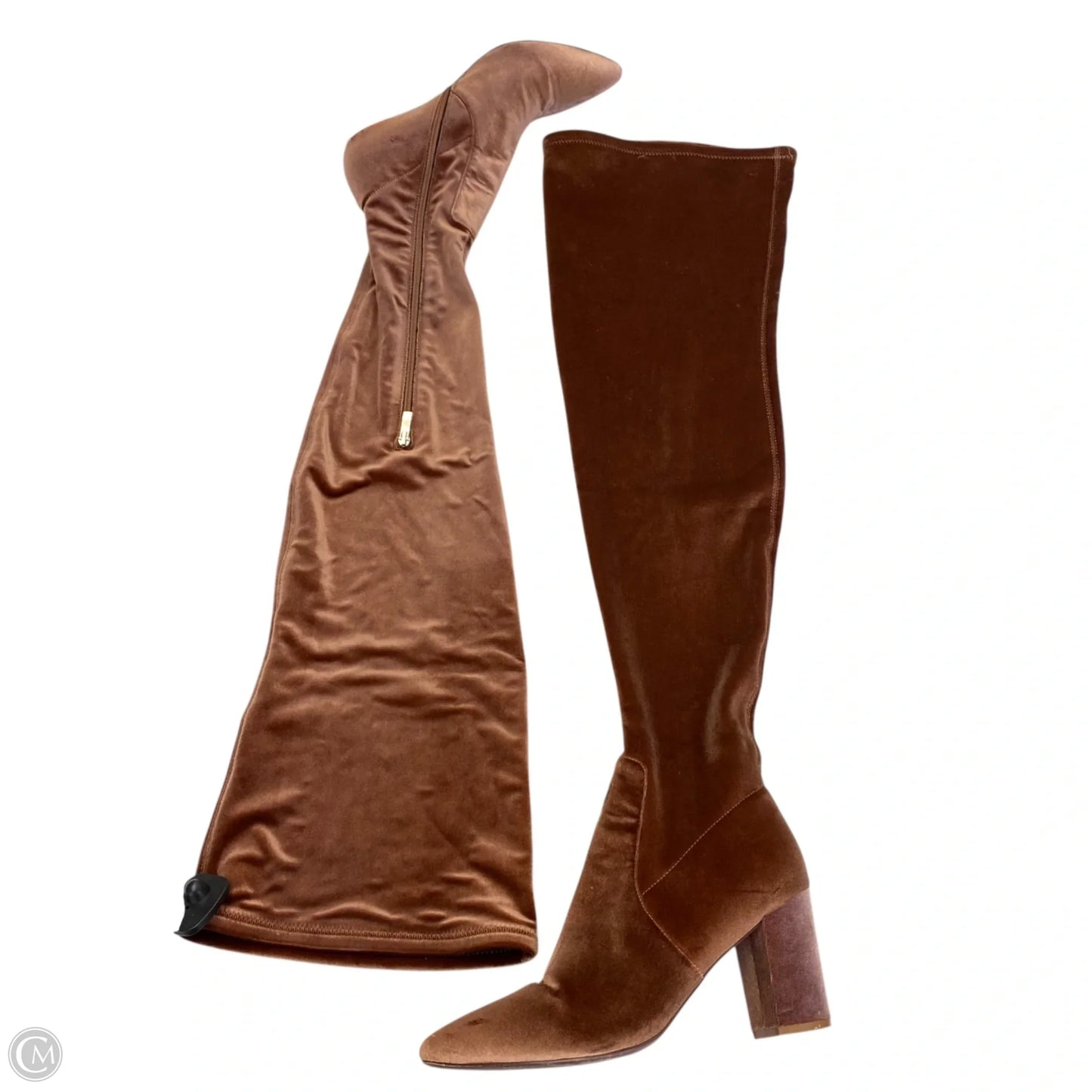 Boots Over-the-knee Heels By Smash Shoes In Bronze, Size: 10