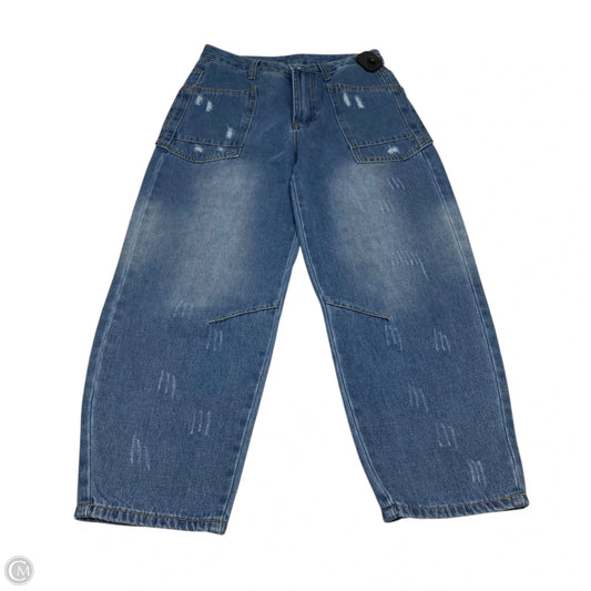 Jeans Wide Leg By Shein In Blue Denim, Size: Xsp