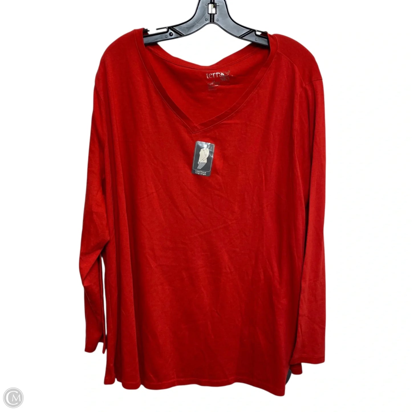 Top Long Sleeve Basic By Terra & Sky In Red, Size: 3x