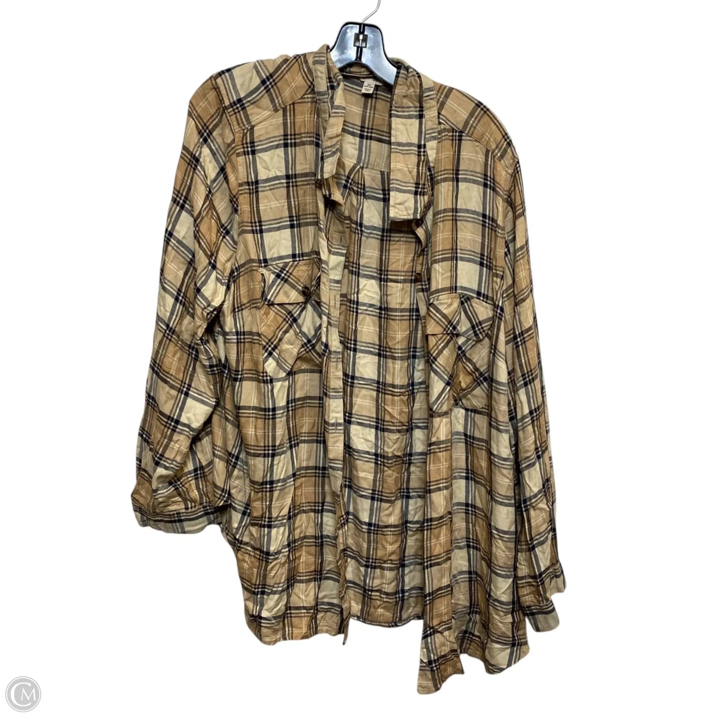 Top Long Sleeve By Terra & Sky In Blue & Cream, Size: 3x