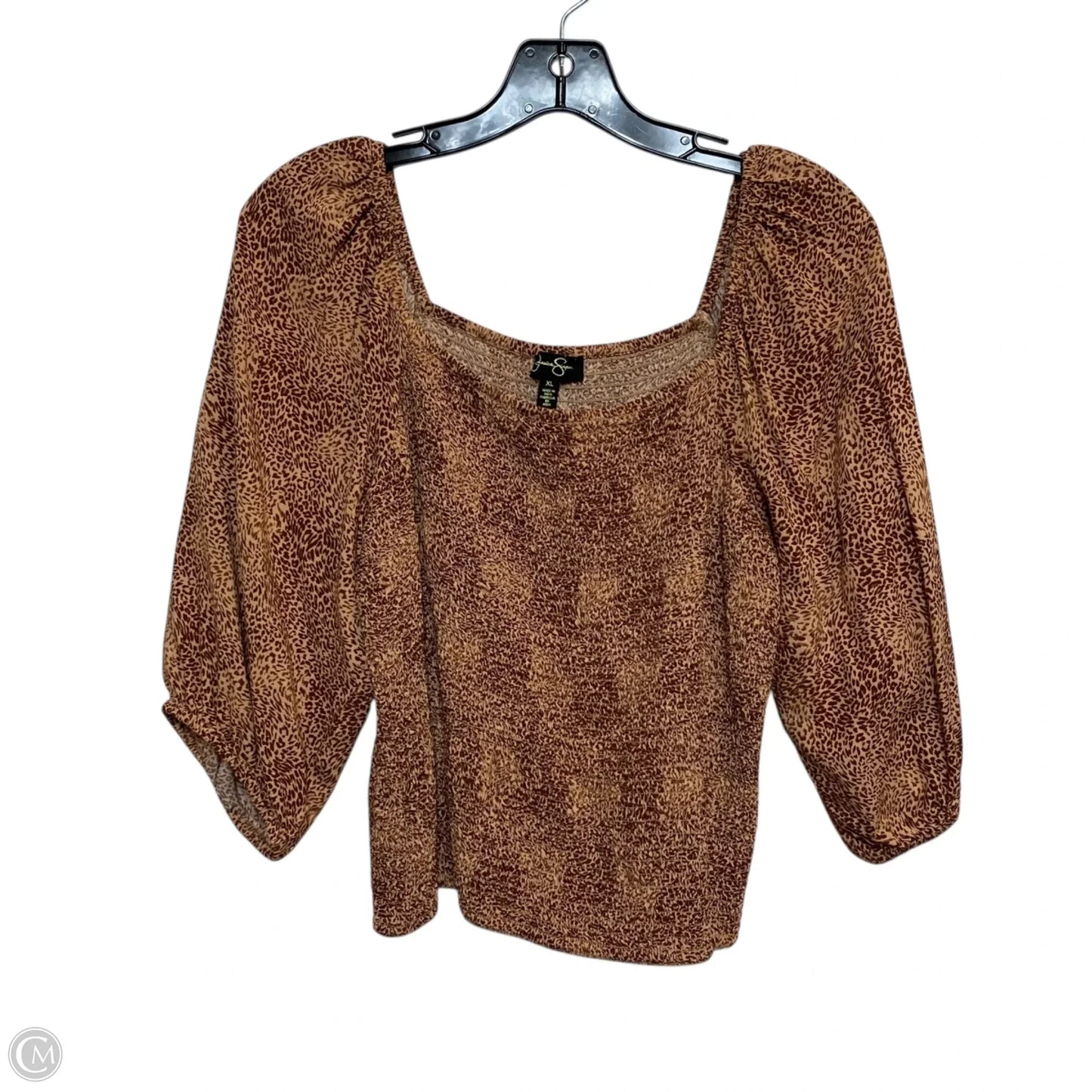 Top 3/4 Sleeve By Jessica Simpson In Brown, Size: Xl