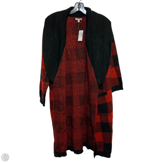 Sweater Cardigan By Maurices In Black & Red, Size: Xl