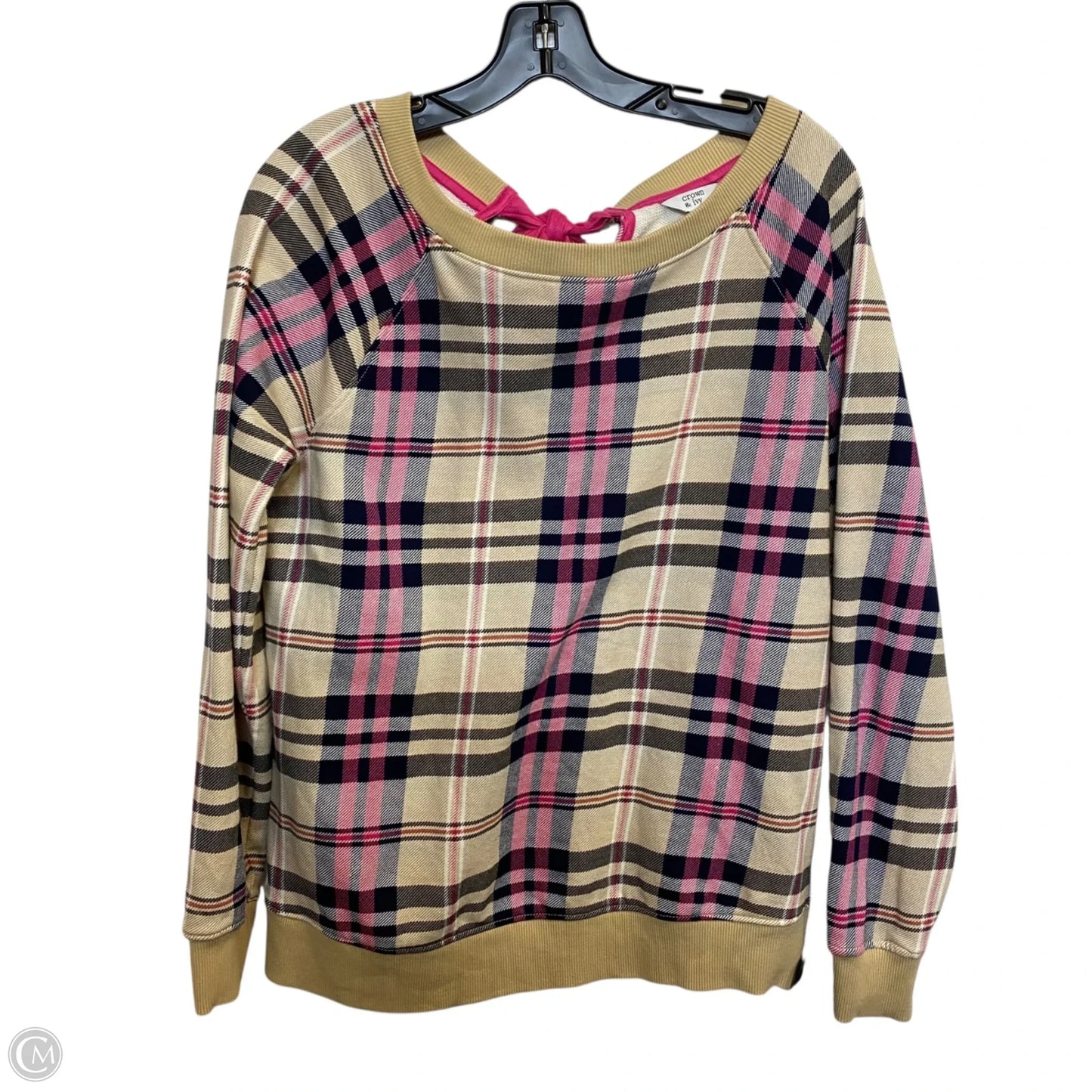 Sweatshirt Crewneck By Crown And Ivy In Cream & Pink, Size: M