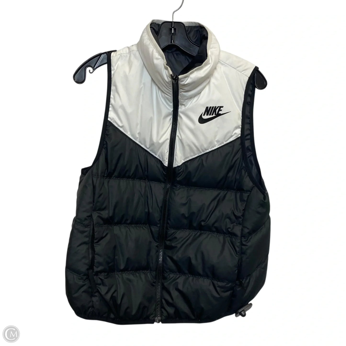 Vest Puffer & Quilted By Nike In Black & White, Size: S