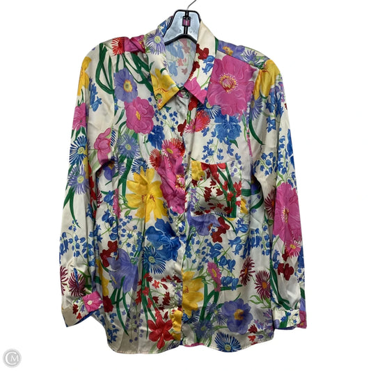 Blouse Long Sleeve By Zara In Multi-colored, Size: M