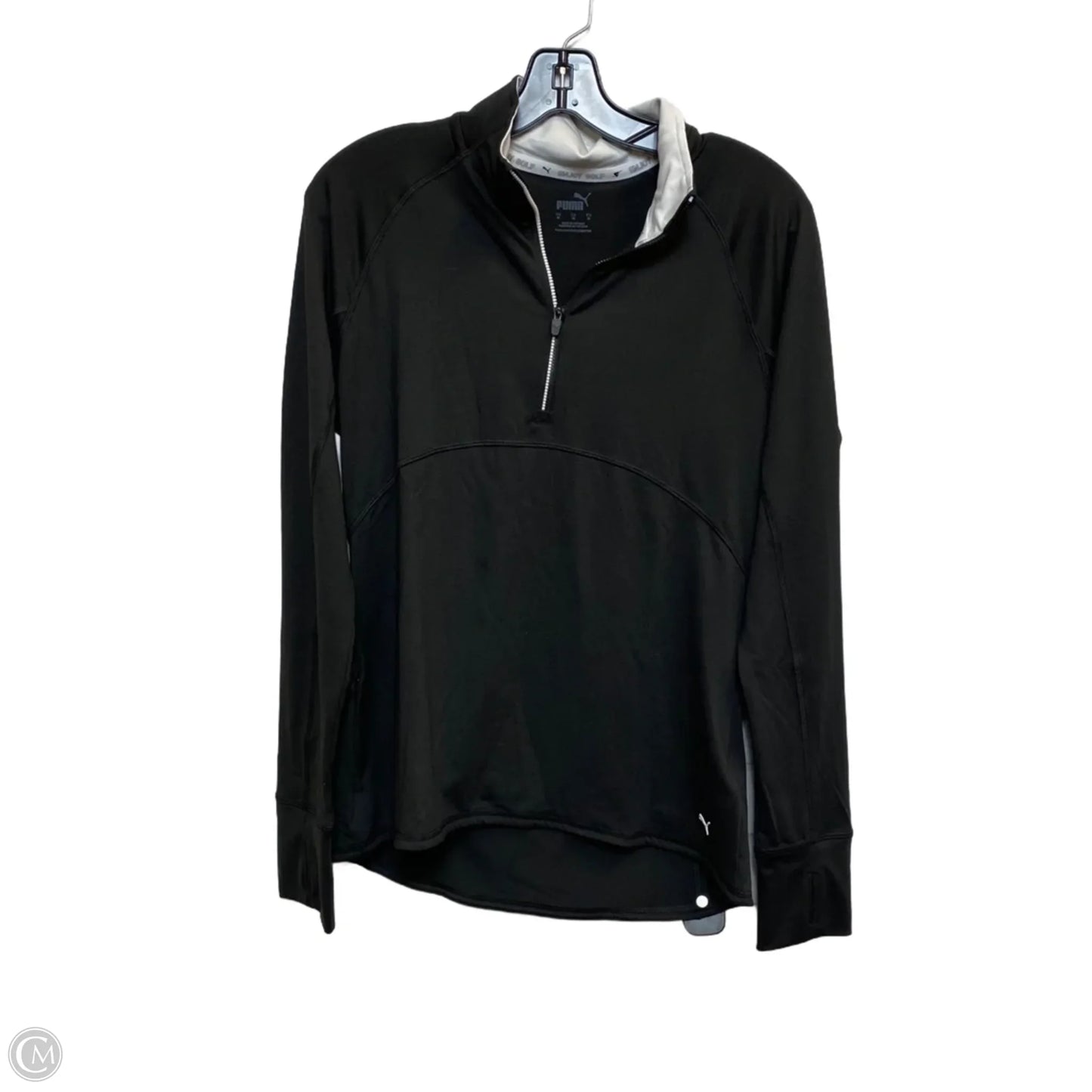 Athletic Top Long Sleeve Collar By Puma In Black, Size: M