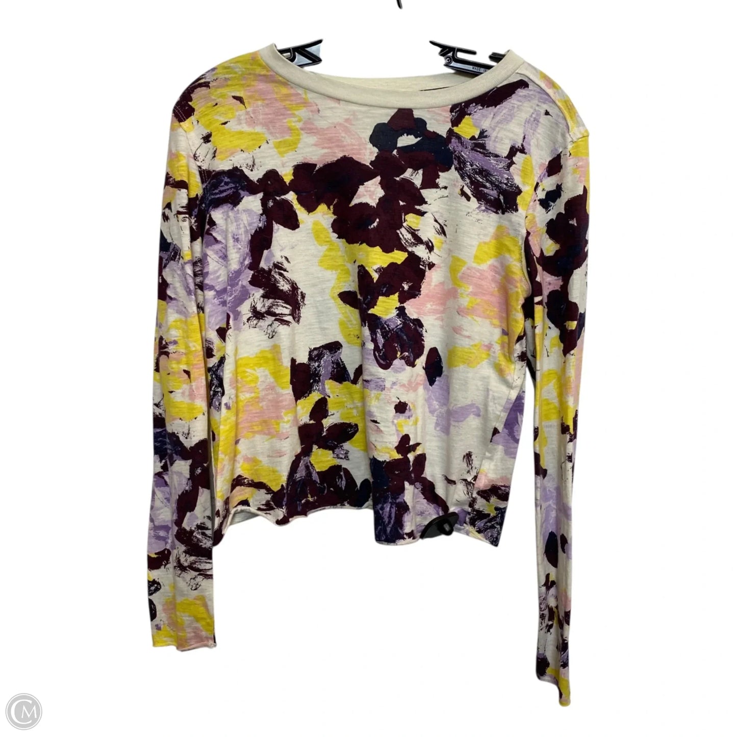 Top Long Sleeve By Anthropologie In Cream & Purple, Size: Xs