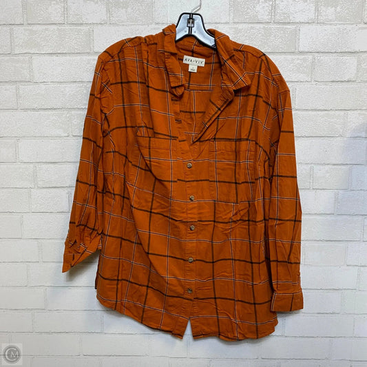 Top Long Sleeve By Ava & Viv In Orange, Size: Xl