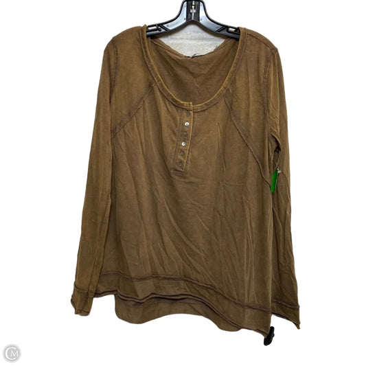 Top Long Sleeve By White Birch In Brown, Size: L