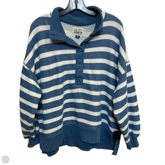 Sweatshirt Collar By American Eagle In Blue & Cream, Size: S