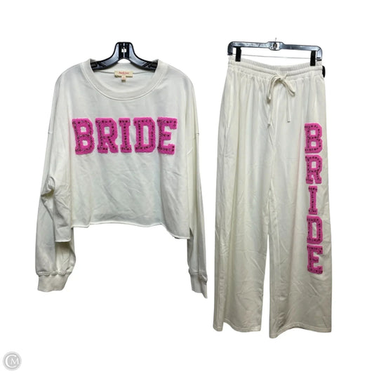 Lounge Set Pants By Peach Love Cream California In White, Size: L