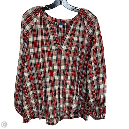 Top Long Sleeve By Old Navy In Red & White, Size: Xl