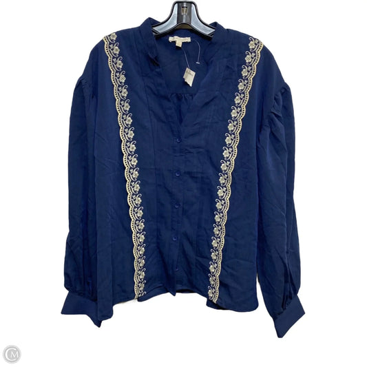 Top Long Sleeve By Flying Tomato In Navy, Size: M