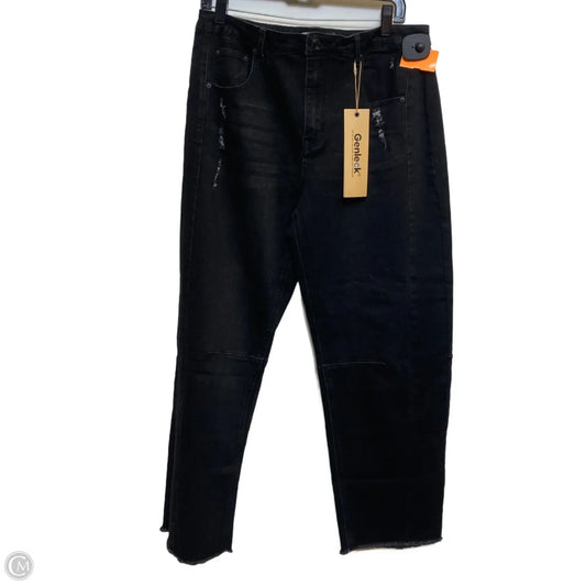 Jeans Straight By Genleck In Black Denim, Size: 14