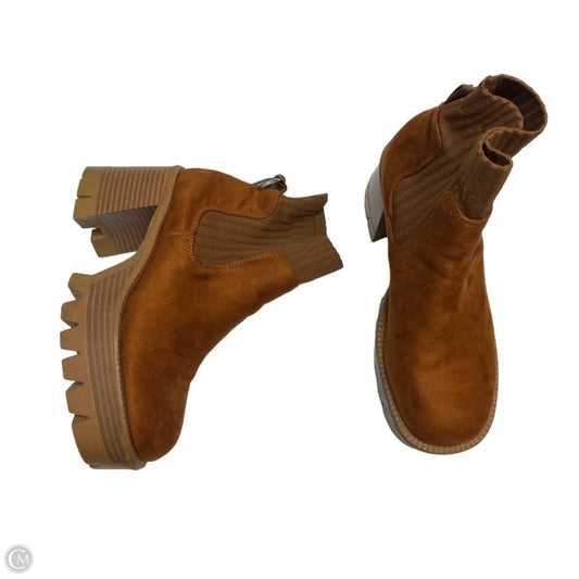 Boots Ankle Heels By Bamboo In Brown, Size: 10
