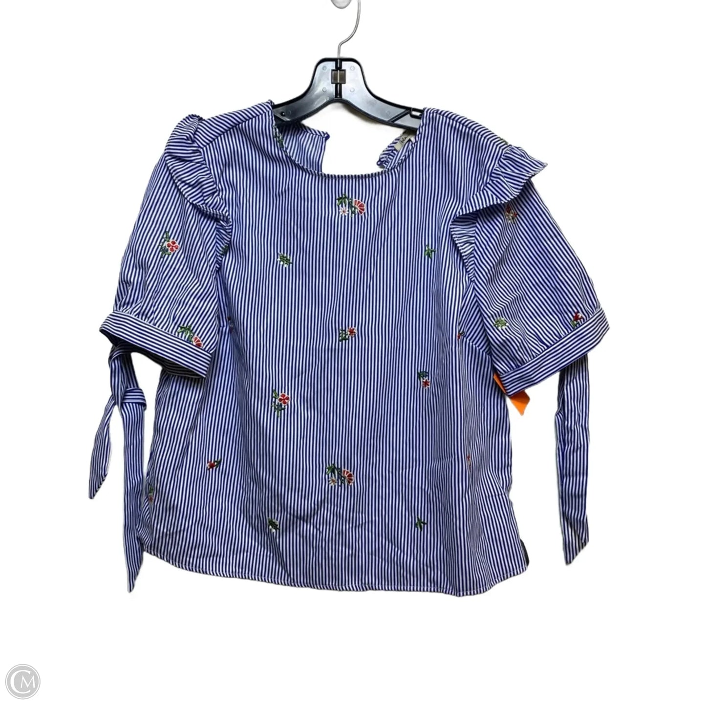 Top Short Sleeve By Bleuh Ciel In Blue & White, Size: L