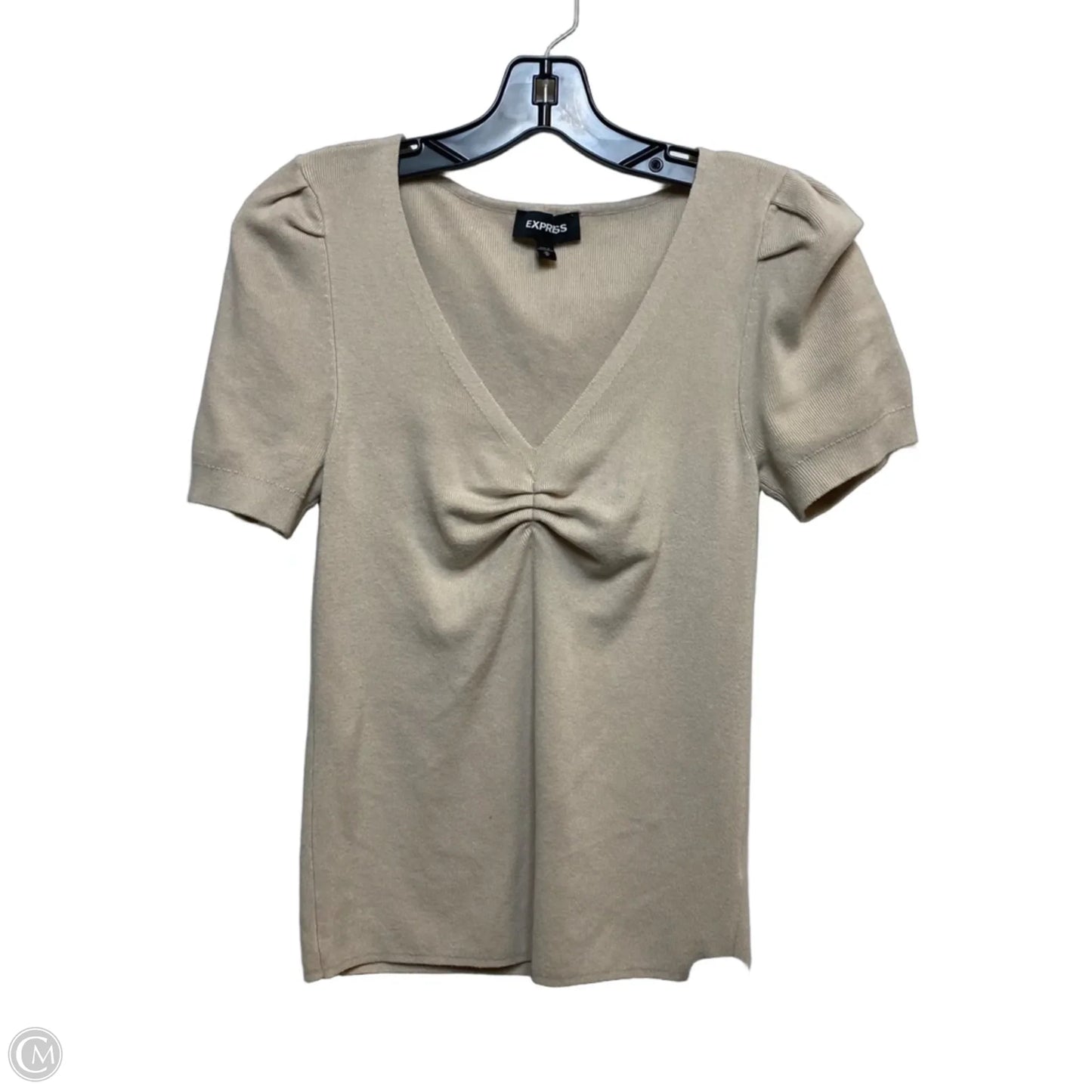 Top Short Sleeve By Express In Tan, Size: M