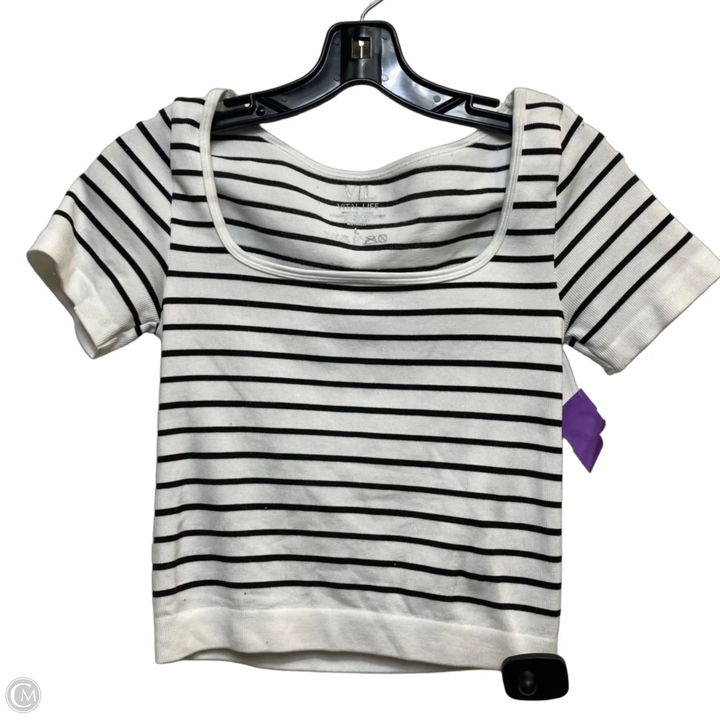 Top Short Sleeve By VITAL LIFE In Black & White, Size: L
