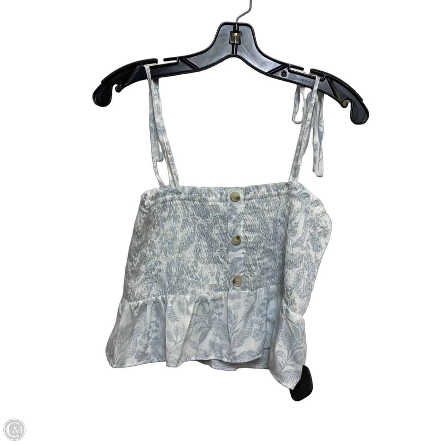 Top Sleeveless By Paper Crane In Blue & White, Size: M