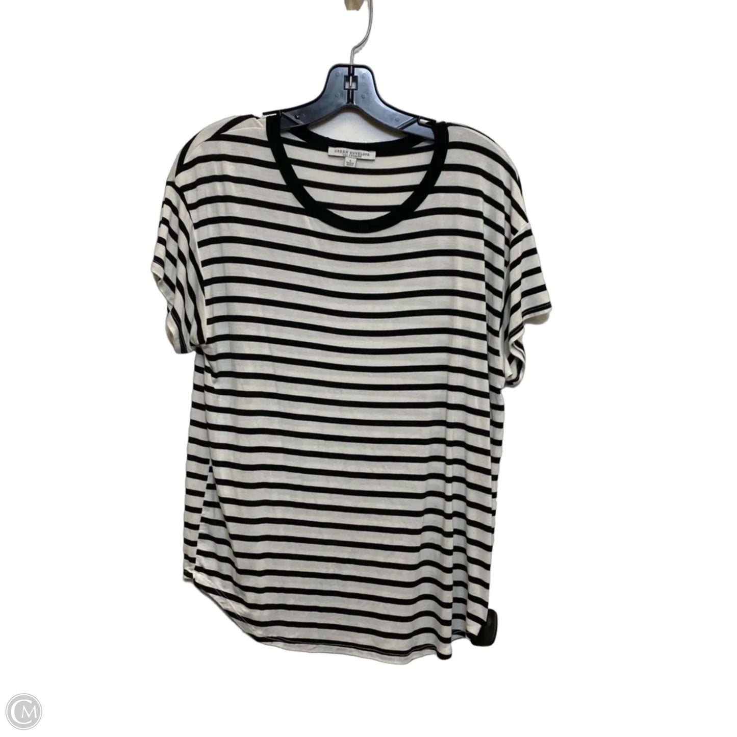 Top Short Sleeve By Green Envelope In Black & White, Size: L