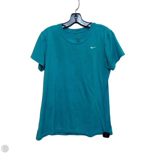 Athletic Top Short Sleeve By Nike In Teal, Size: L