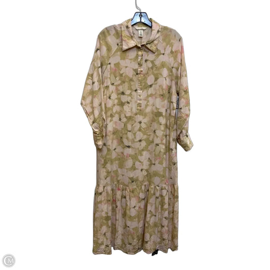 Dress Casual Midi By H&m In Green & Pink, Size: M