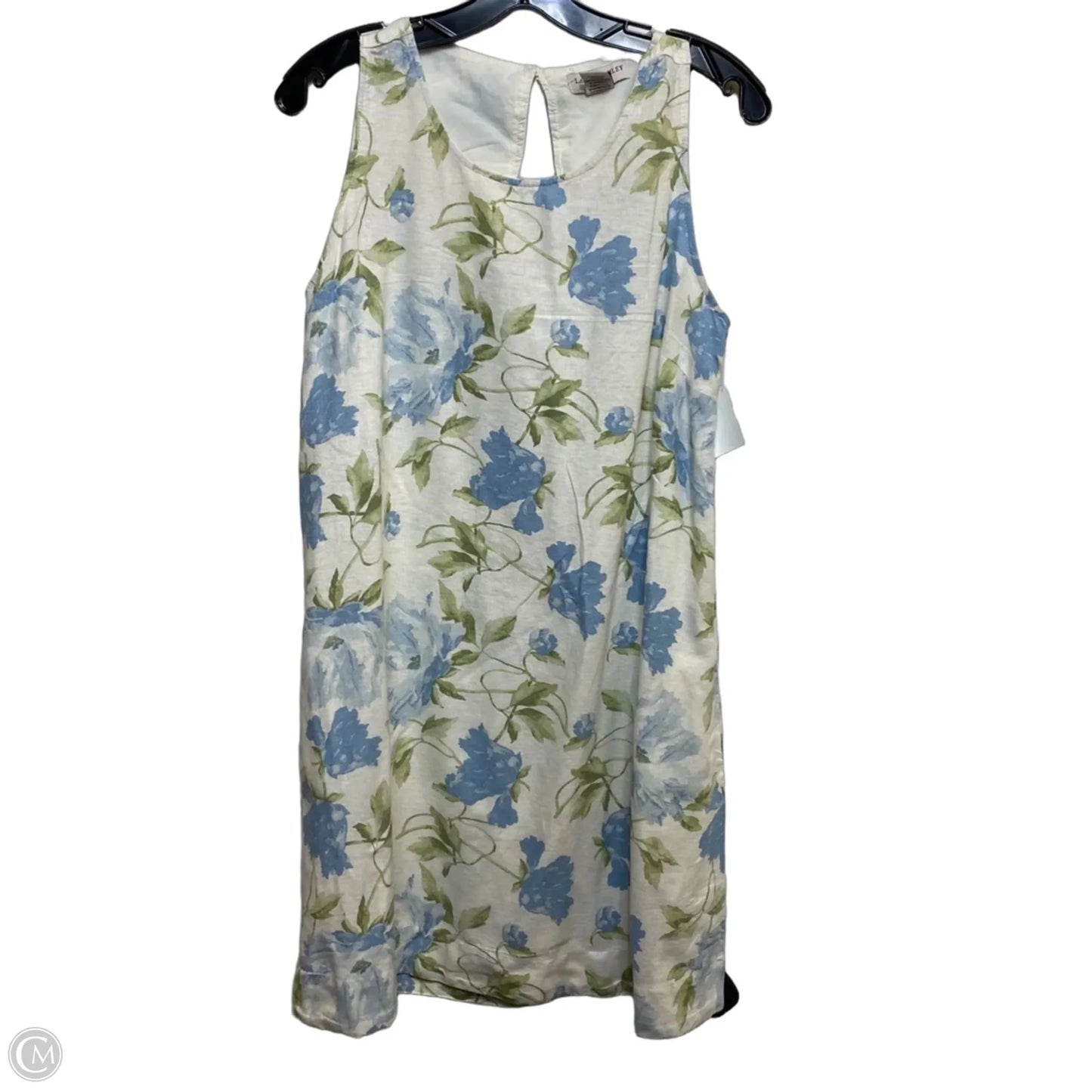 Dress Casual Short By Laura Ashley In Blue & Cream, Size: M