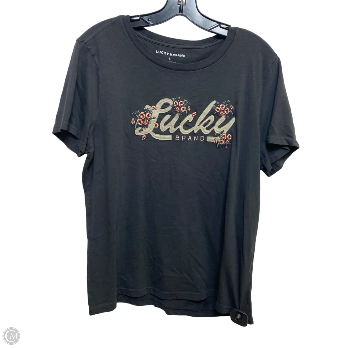 Top Short Sleeve By Lucky Brand In Grey, Size: L