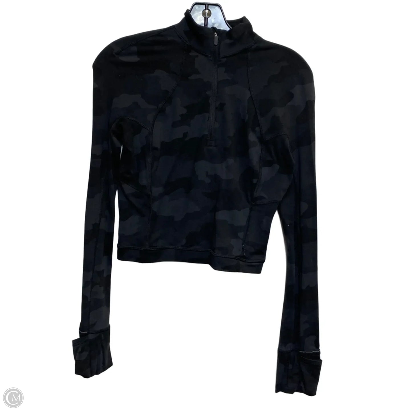 Athletic Top Long Sleeve Collar By Lululemon In Black, Size: S